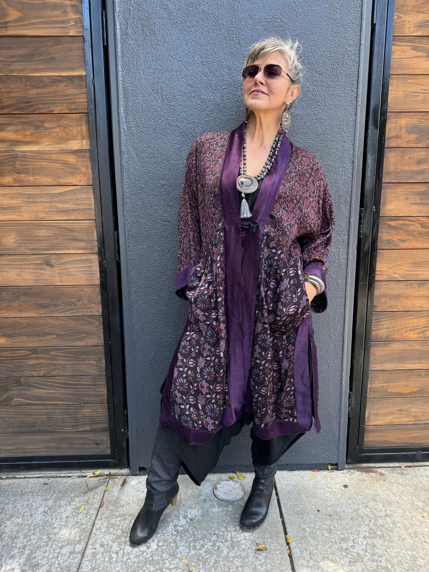 SMOKY PLUM AJRAKH KIMONOS