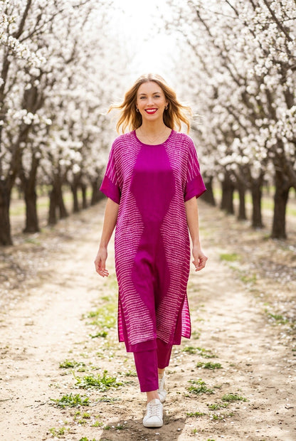 PINK CLOUD SHIBORI KAFTAN
