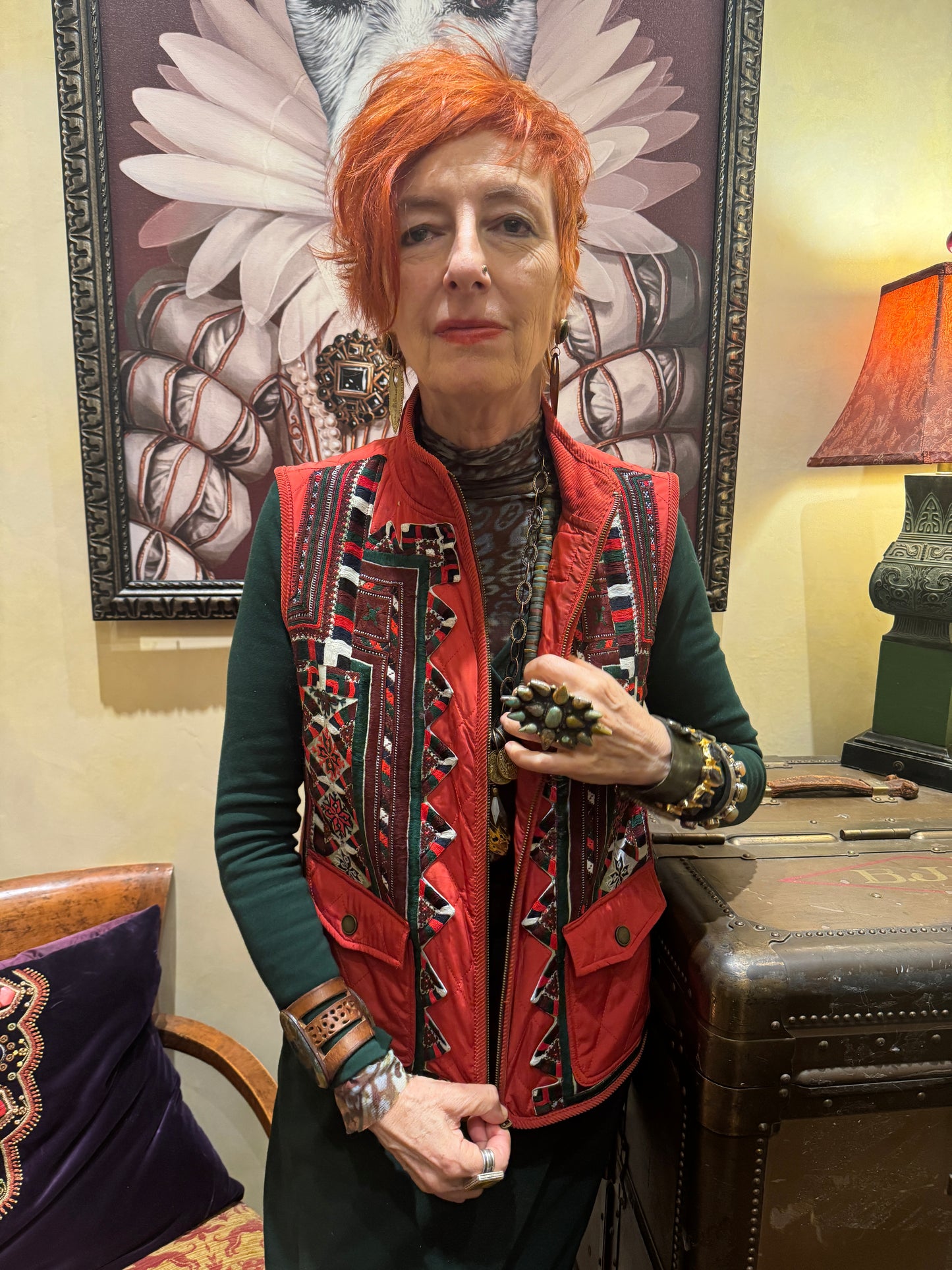 UPCYCLED RED AFGHAN EMBROIDERED VEST