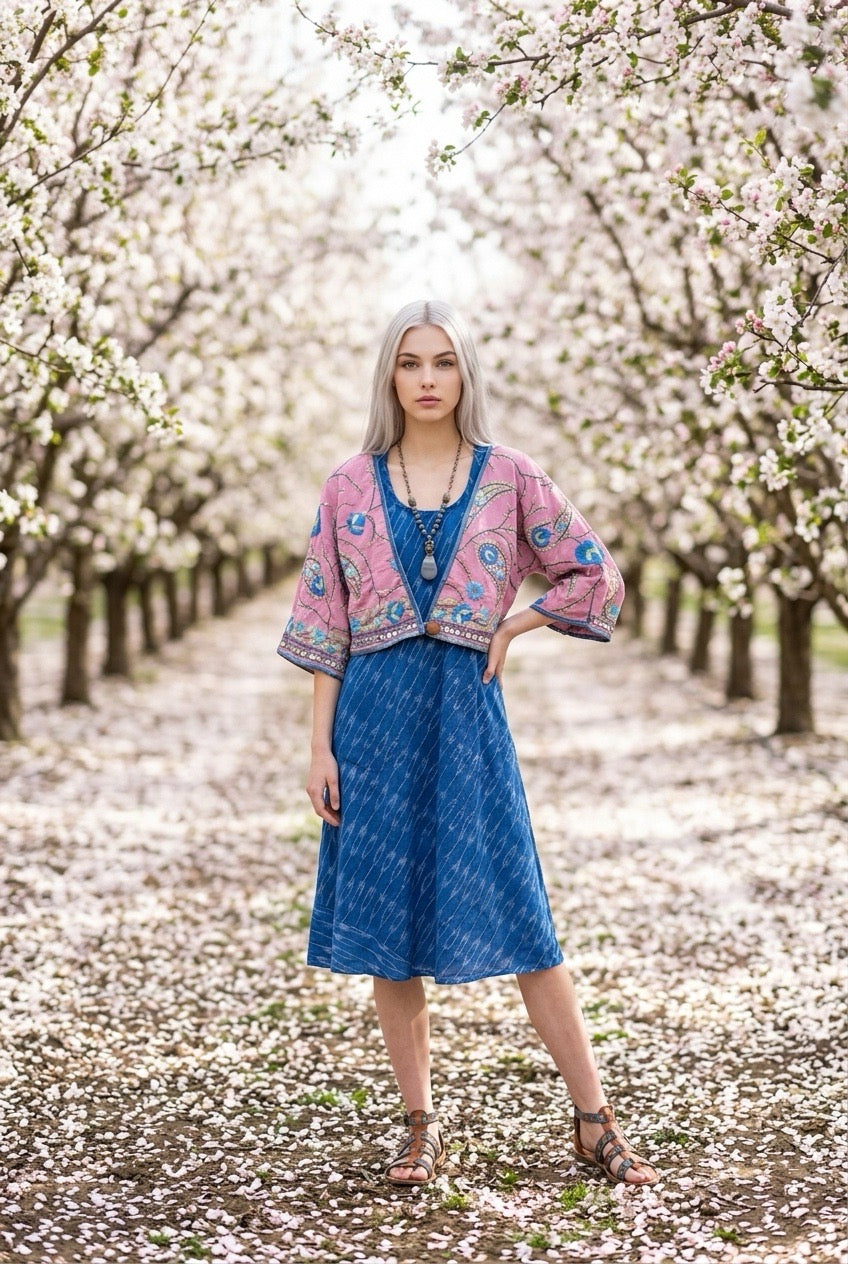 PINK FLORAL CROP JACKET