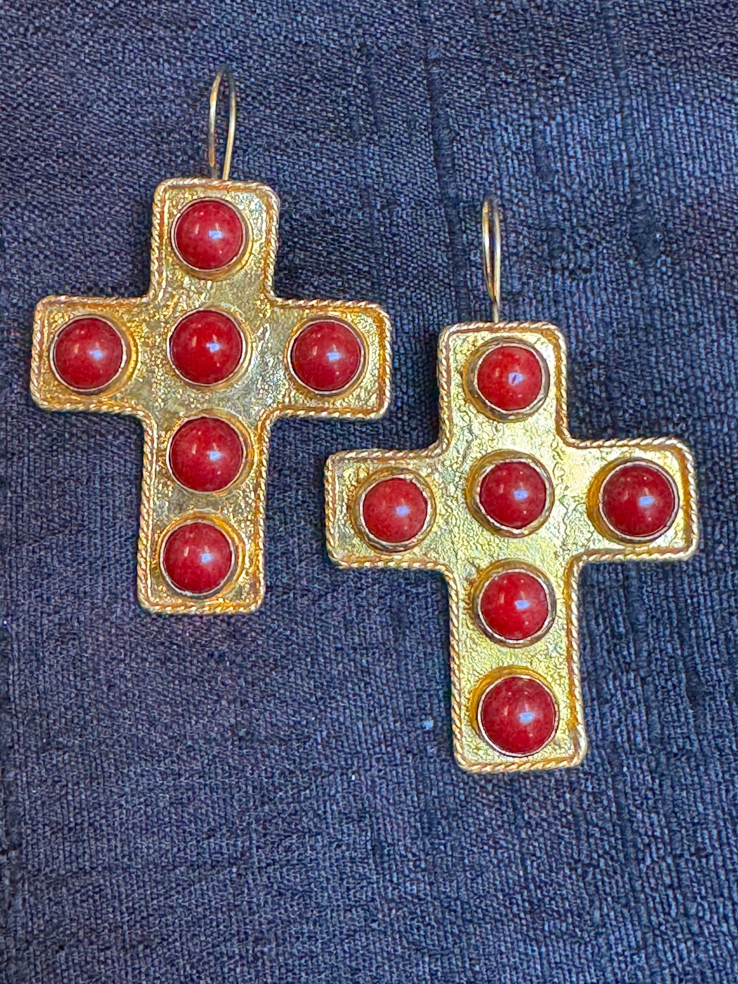 GEMSTONE CROSS EARRINGS