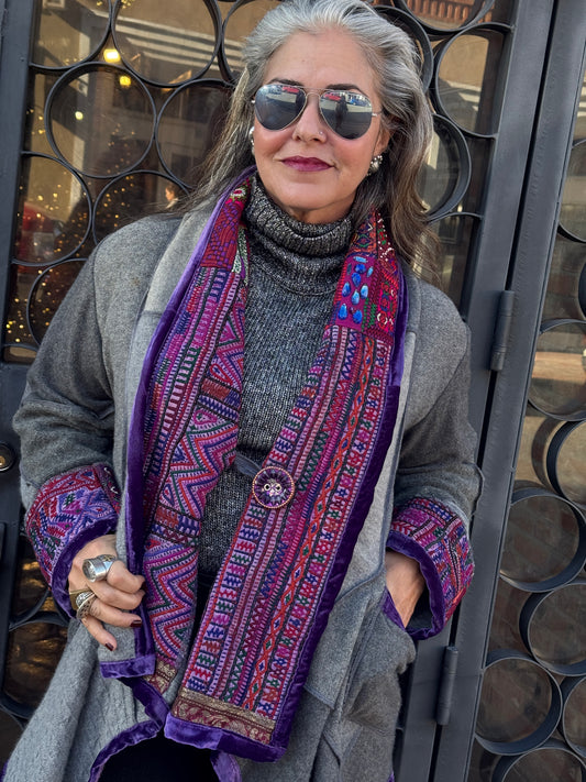 PURPLE TRIM NANA SWEATER