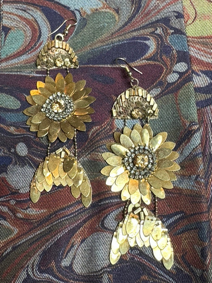 GOLD FLOWERS SPRING MAY SHOWERS EARRINGS