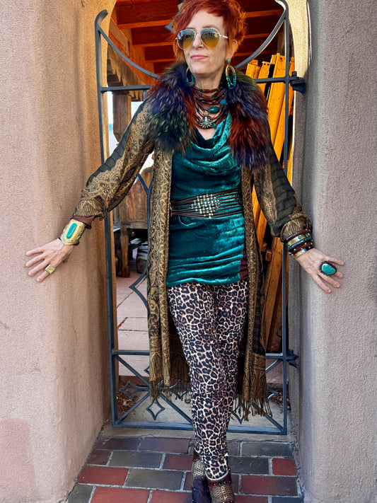 COPPER COWL VELVET TUNIC