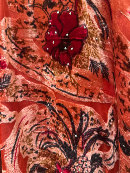 CORAL CHRISTMAS VELVET TUNIC