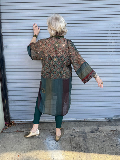 TEAL TILE KIMONOS LONG