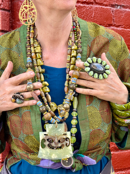 LIKIN’ LICHEN GROUP OF GREEN NECKLACES