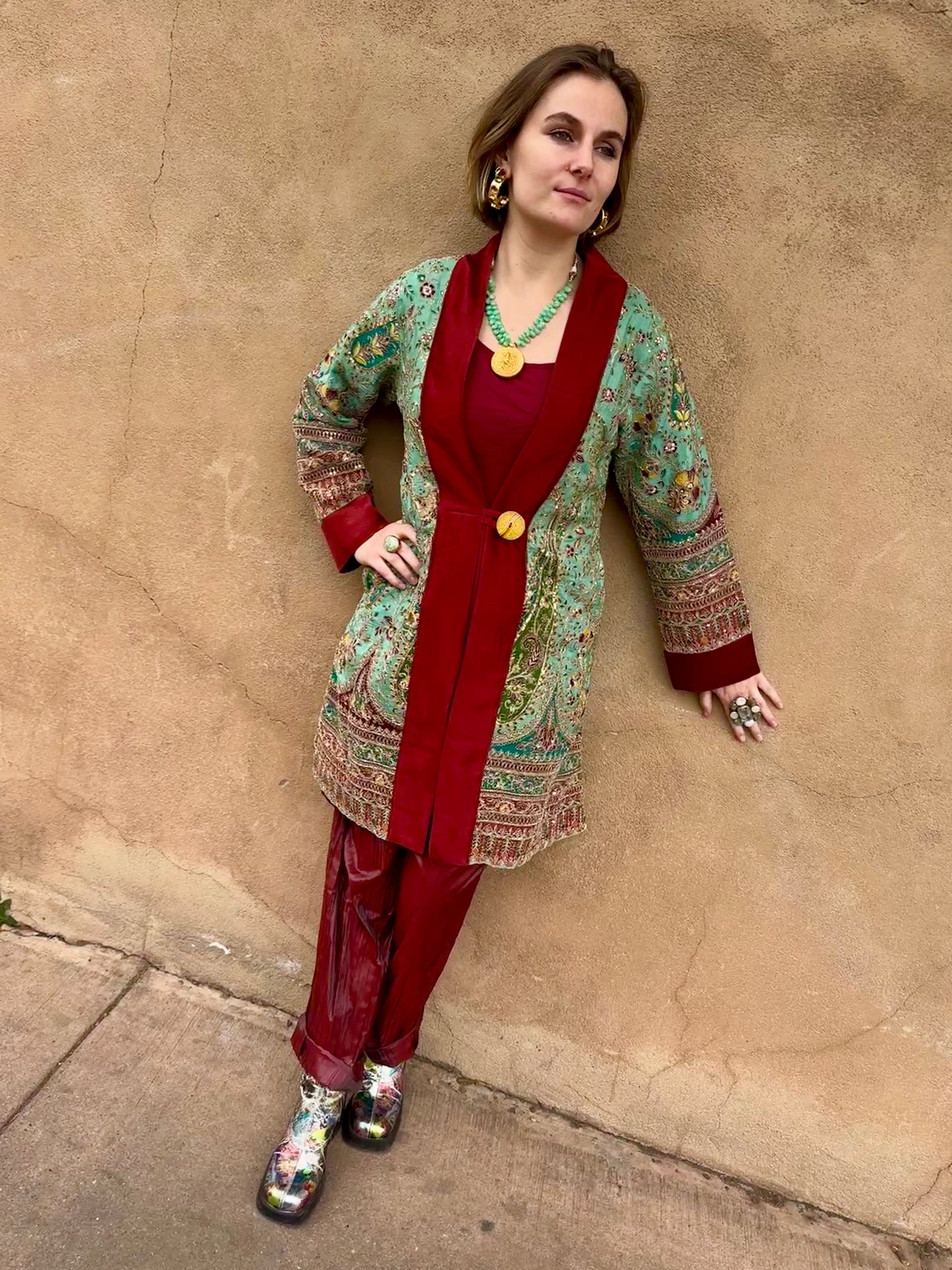 ROMANTIC GILDED AND EMBROIDERED SWING COAT
