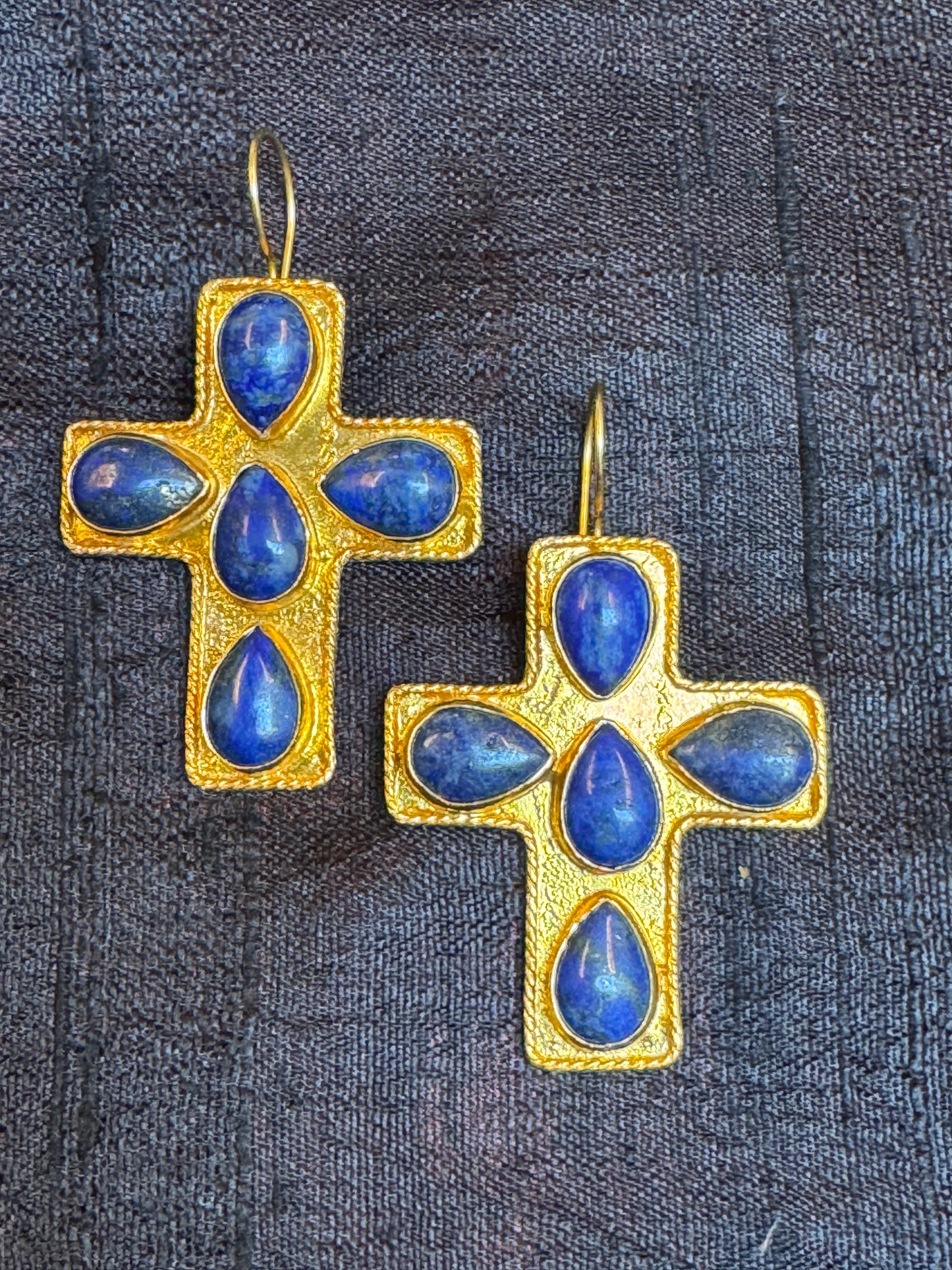 GEMSTONE CROSS EARRINGS