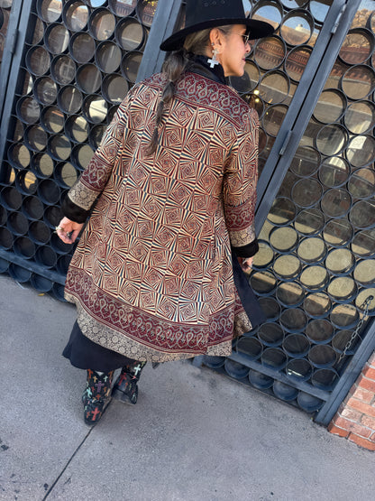 AJRAKH GEO RICH SWING COAT