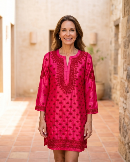 HOT CINNAMON PAPAYA SILK KURTI