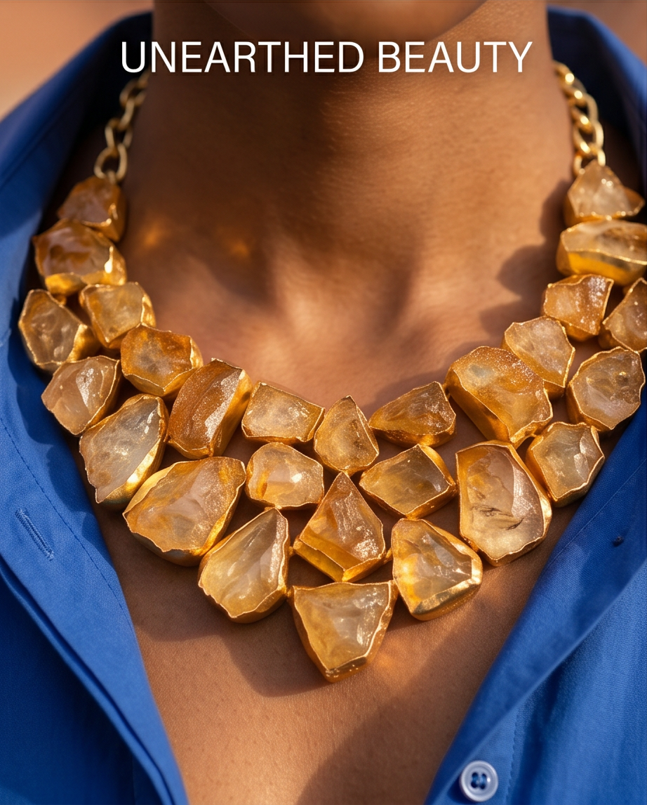 CITRINE ROUGH CUT MOSAIC COLLAR NECKLACE