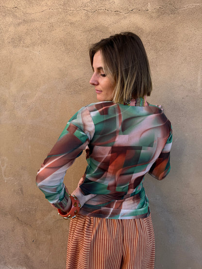 STRETCHY ABSTRACT PEACE BUTTON SHACKET