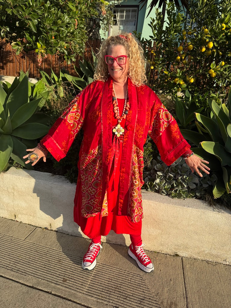 RAVISHING RED RUBY LONG KIMONO