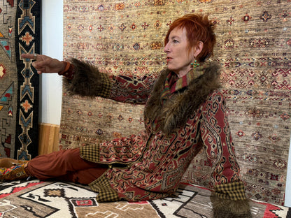 IKAT FAUX FUR HOUNDS TOOTH COAT