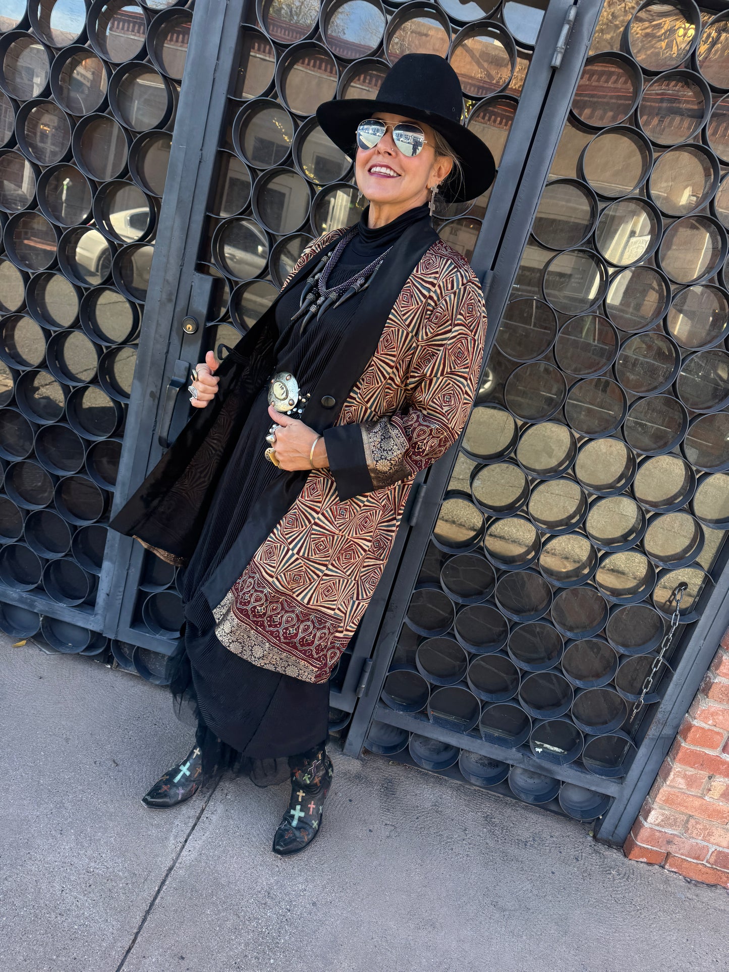 AJRAKH GEO RICH SWING COAT