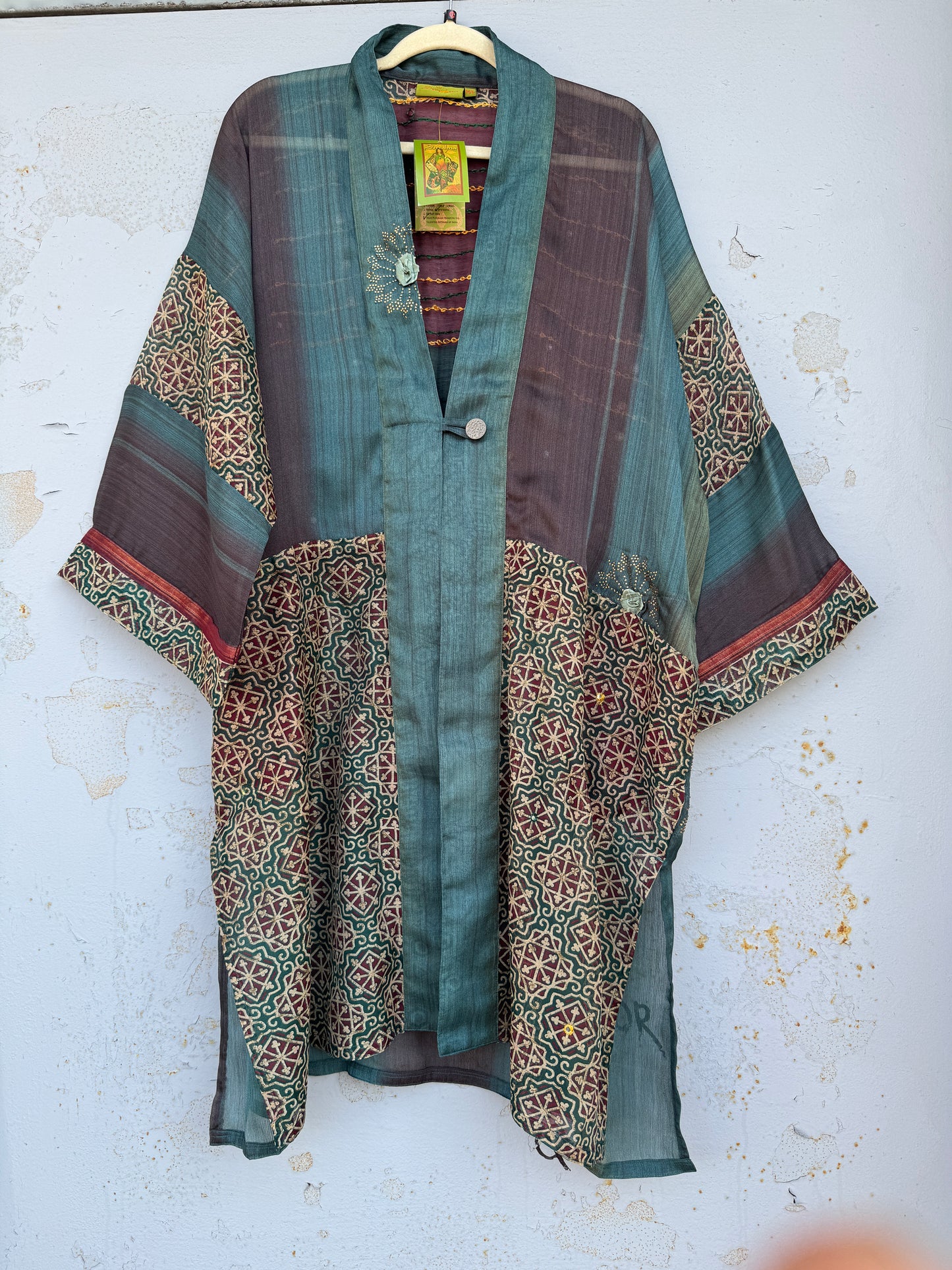 TEAL TILE KIMONOS LONG