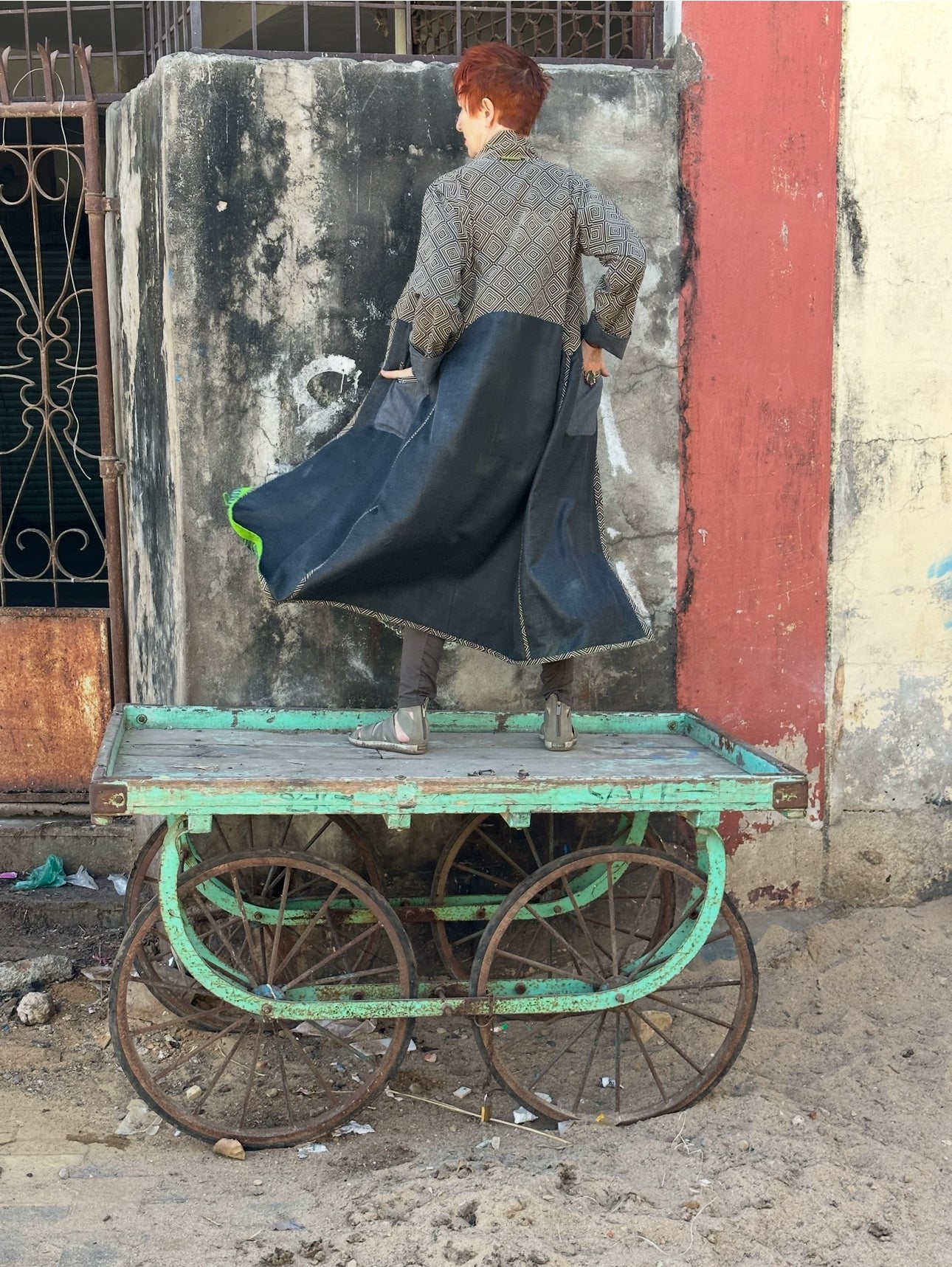 REVERSIBLE VERDIGRIS COLLAGE COAT