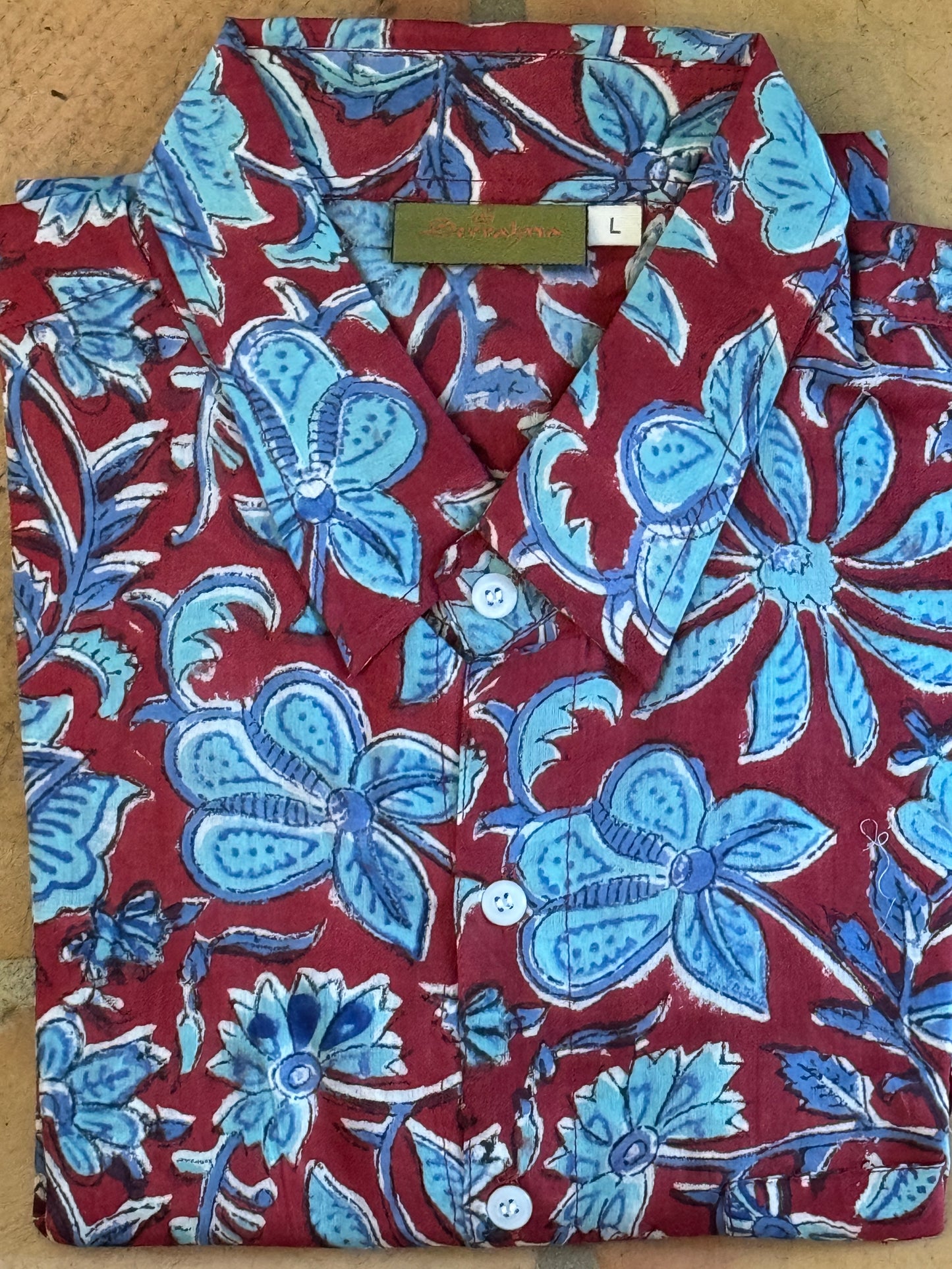 BLOCK PRINT MEN'S SHIRT SIZE MEDIUM ONLY