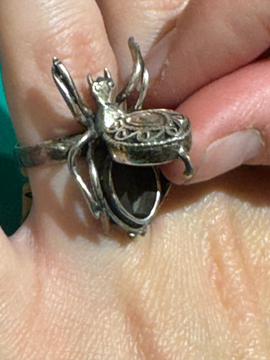 STERLING SILVER SPIDER POISON RING