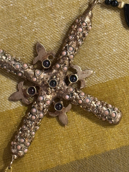 BYZANTINE BLACK ONYX CROSS NECKLACE