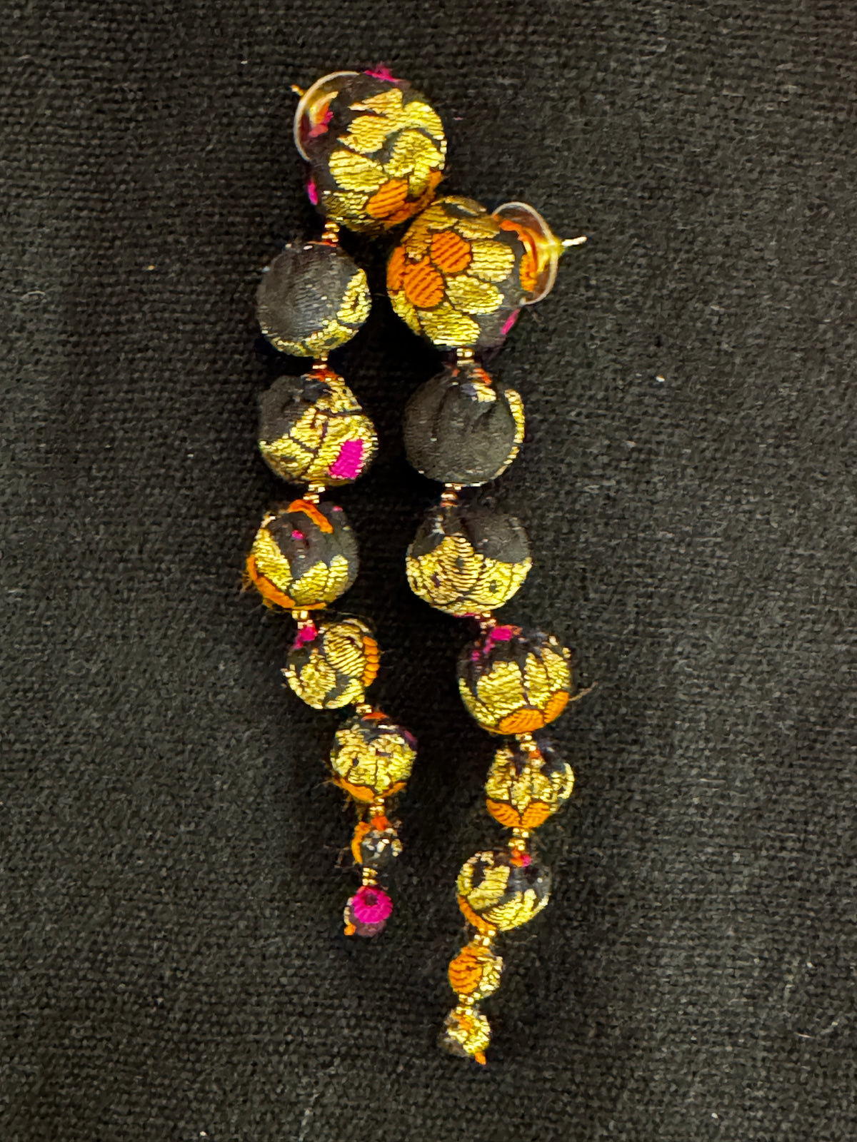 CASCADING CLOTH BALL EARRINGS