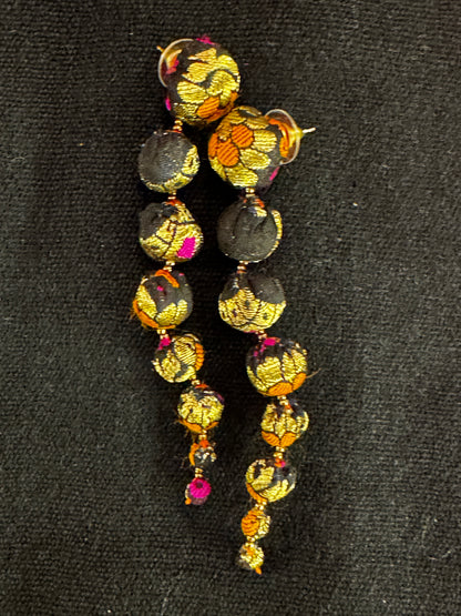 CASCADING CLOTH BALL EARRINGS
