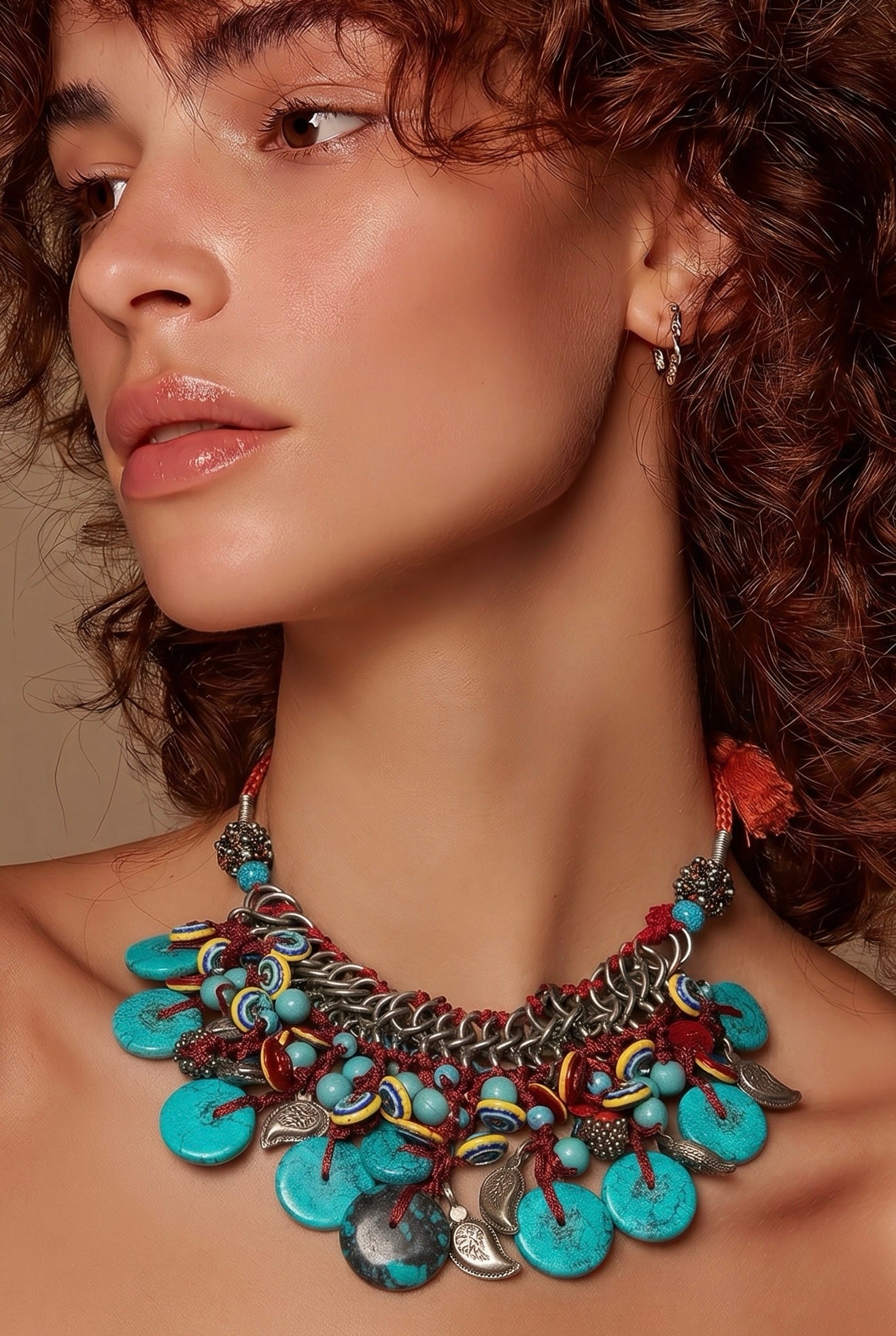 TURQUOISE TREASURE HUNT BIB NECKLACE