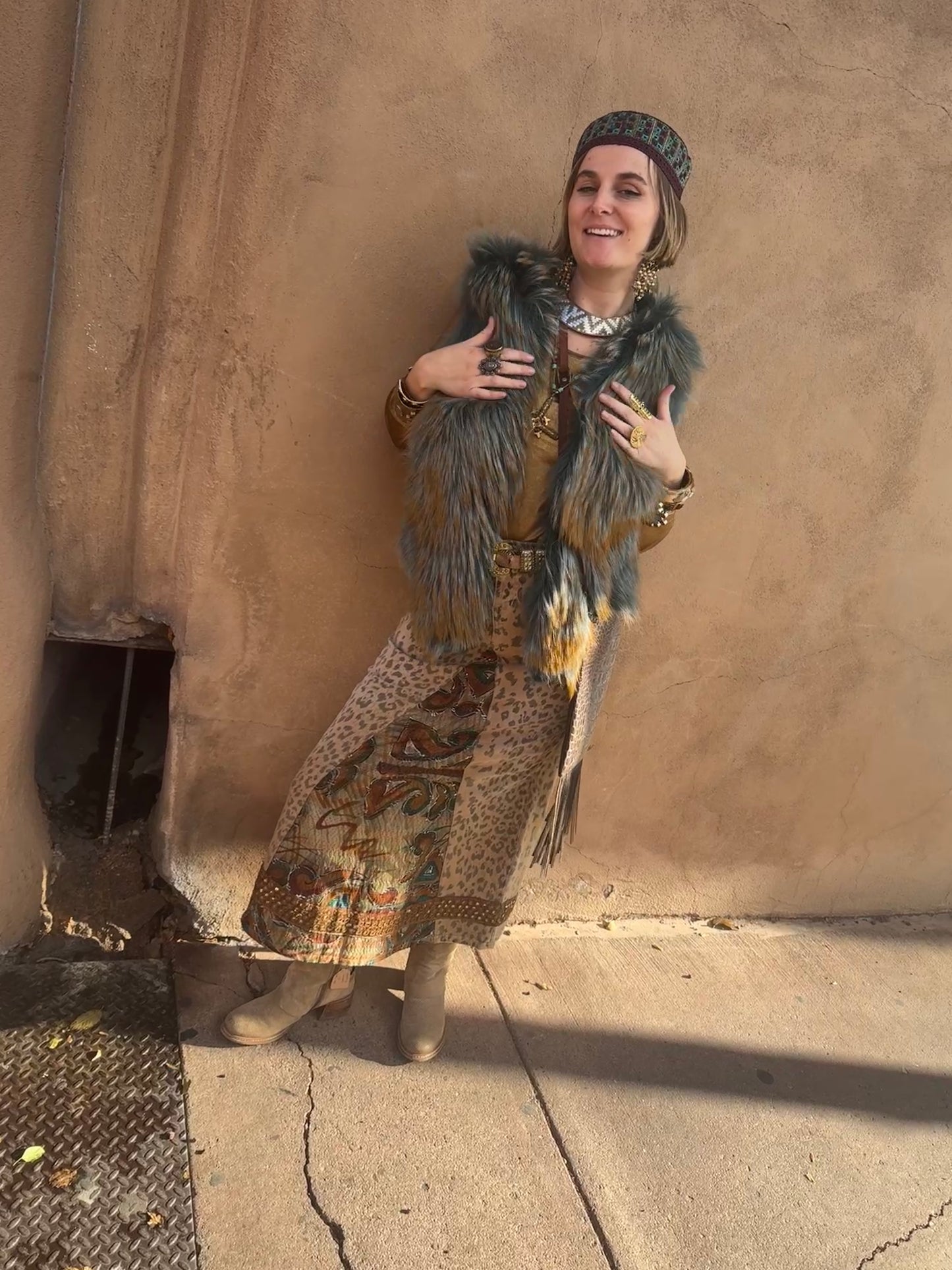 UPCYCLED LEOPARD JEAN SKIRT