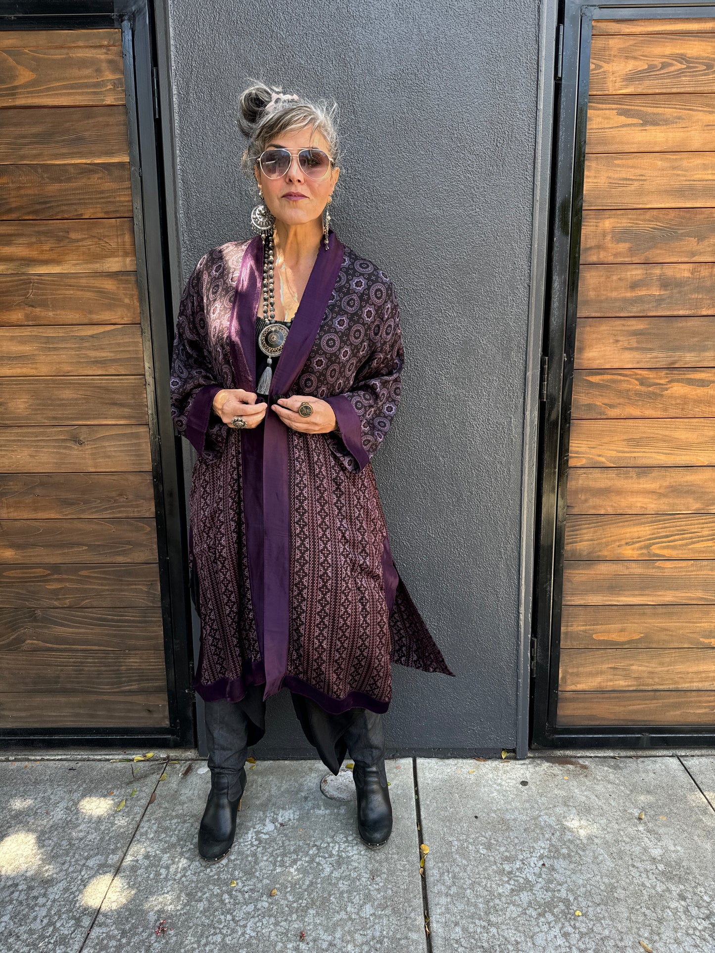 SMOKY PLUM AJRAKH KIMONOS