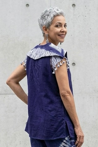 PURPLE WOOL SHIBORI VEST