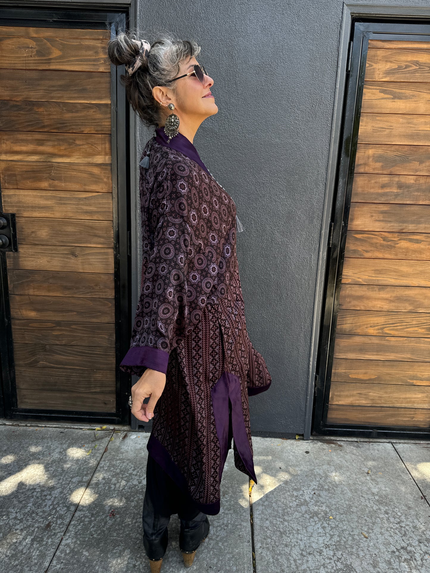 SMOKY PLUM AJRAKH KIMONOS