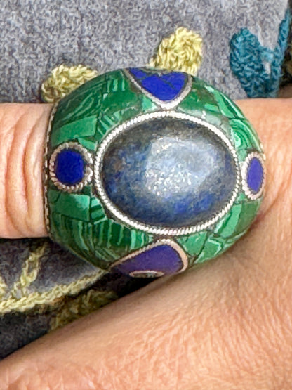 KASHMIRI MEGA MOSAIC STONE SILVER RINGS