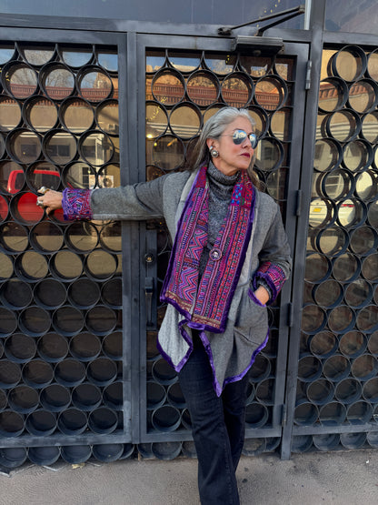 PURPLE TRIM NANA SWEATER