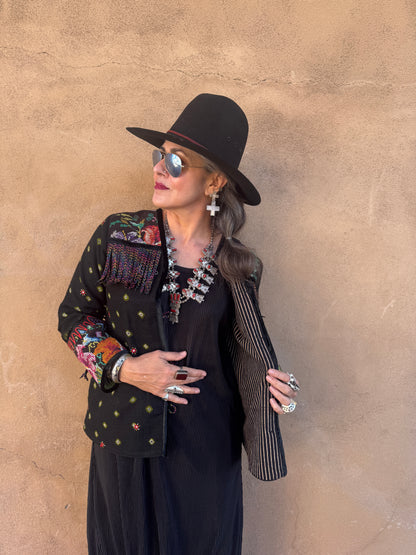 BLACK BANDHANI HUIPIL REDUX JACKET