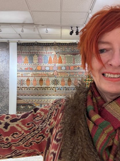 IKAT FAUX FUR HOUNDS TOOTH COAT