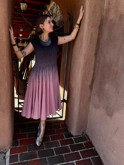 OMBRE SMOKE TO PINK SMOCKED DRESS