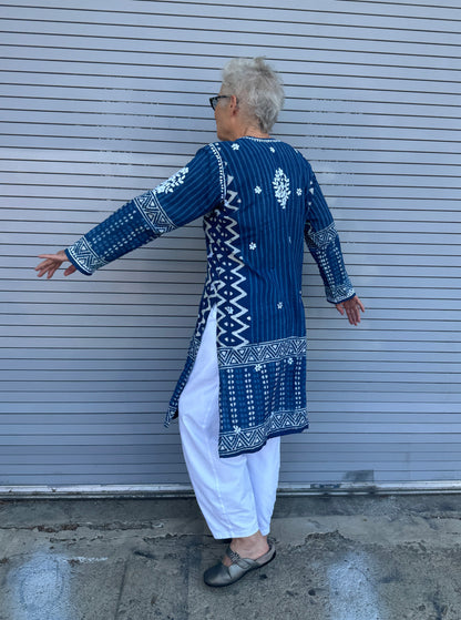 EMBROIDERED INDIGO TUNIC