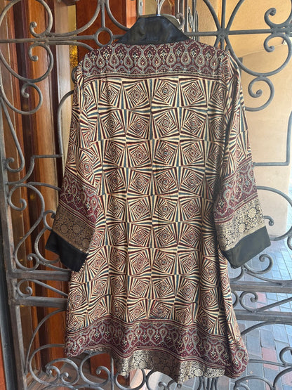 AJRAKH GEO RICH SWING COAT