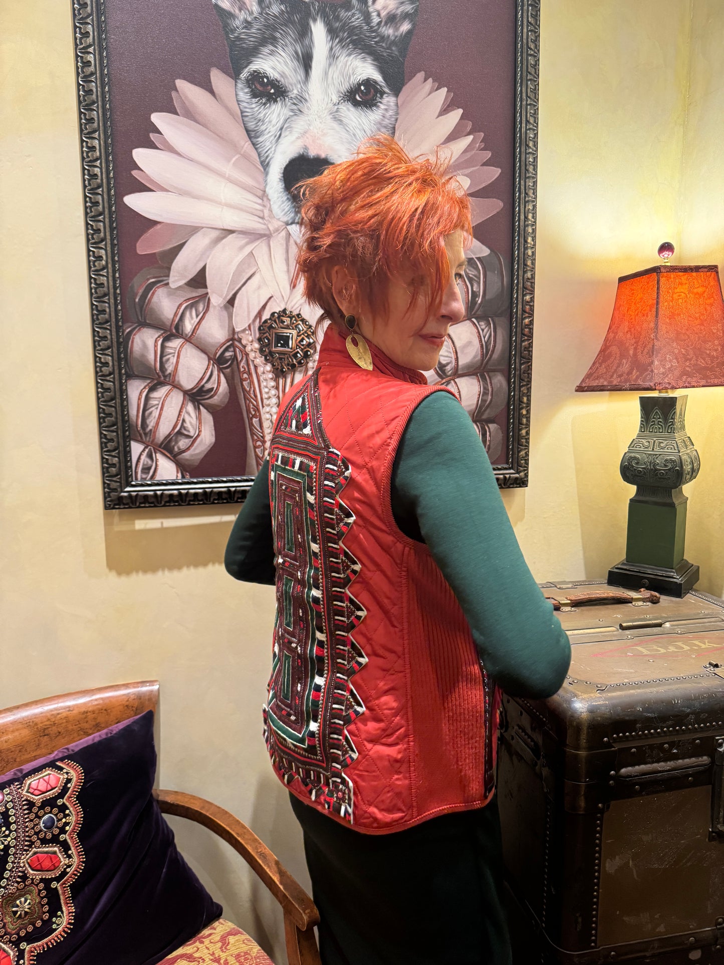 UPCYCLED RED AFGHAN EMBROIDERED VEST