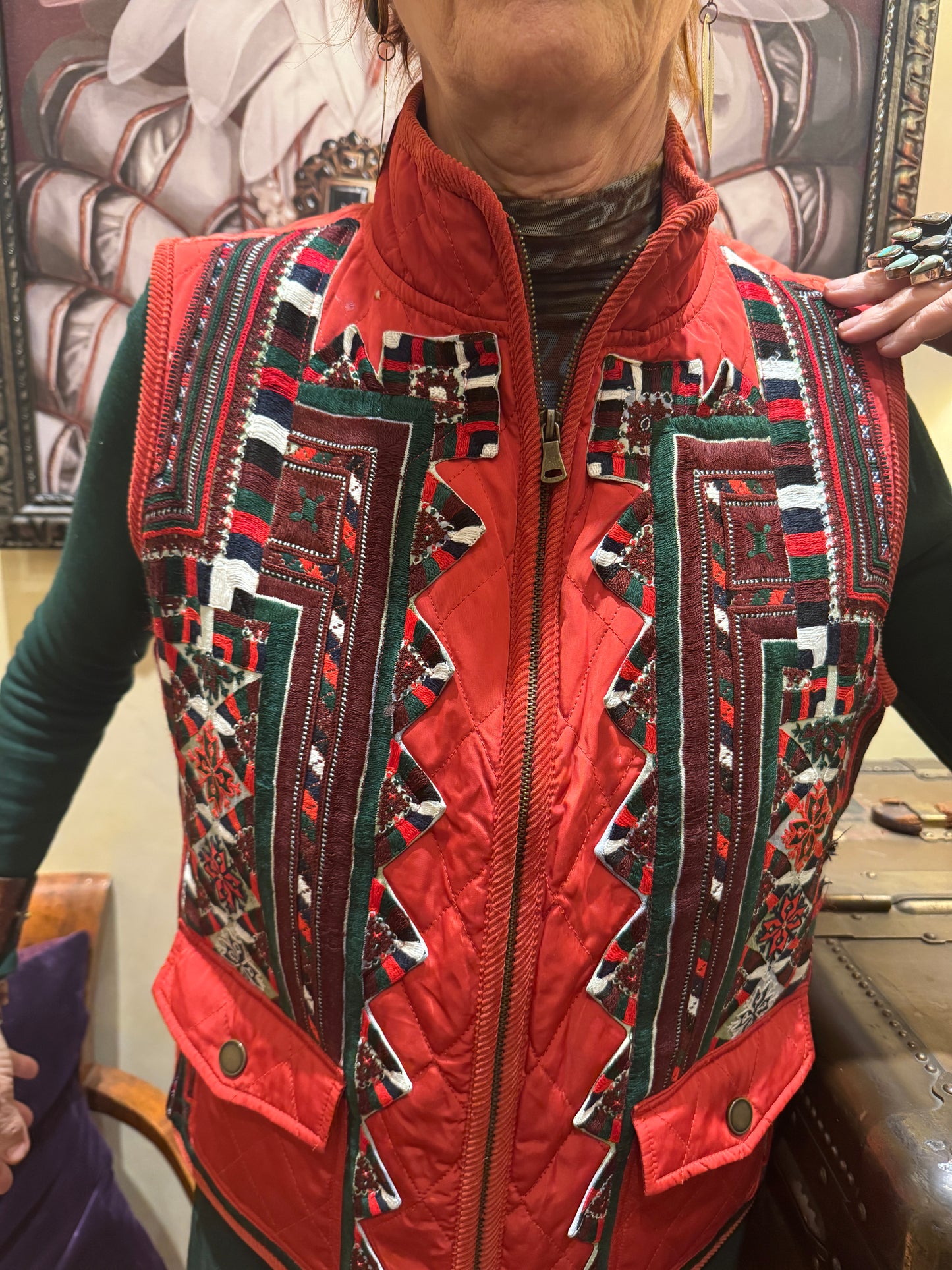 UPCYCLED RED AFGHAN EMBROIDERED VEST