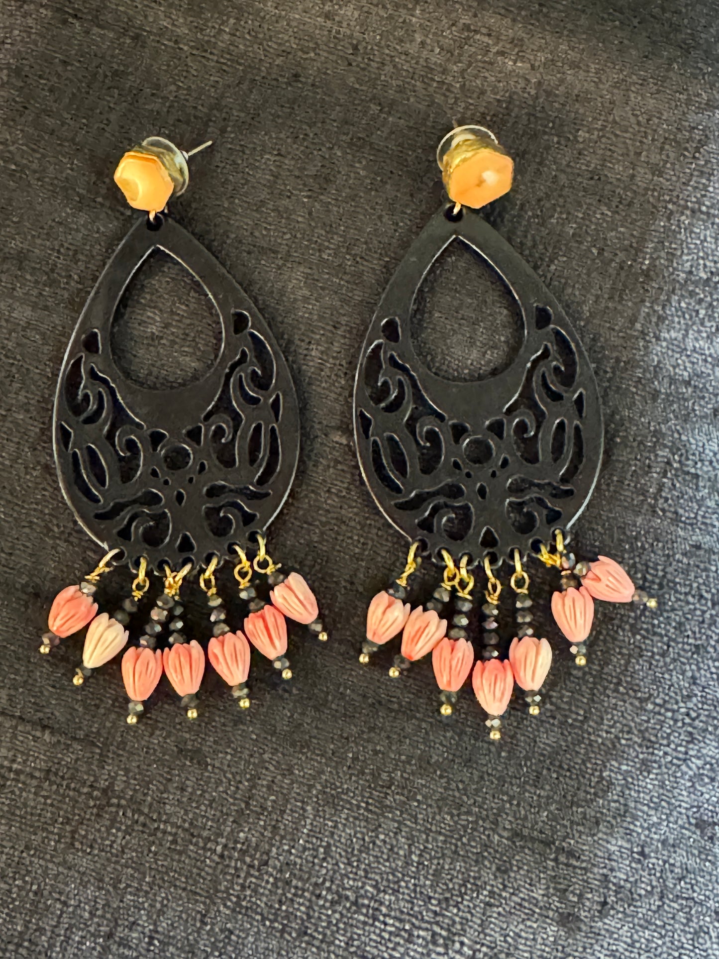 LOVELY LACEY LOTUS CHANDELIER EARRINGS