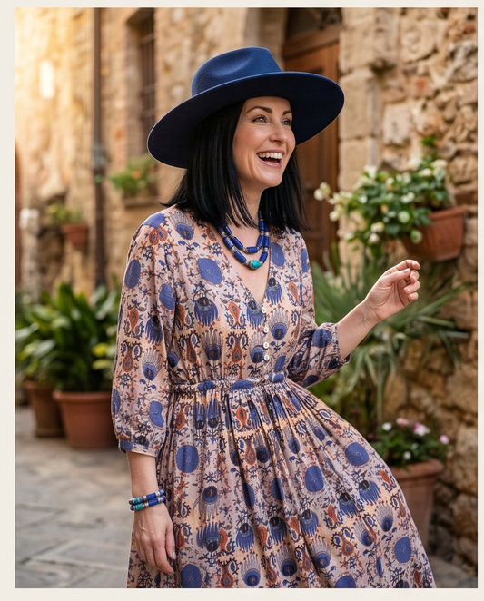 ALEGRA MAXI DRESS BLUE EXOTIC GARDEN