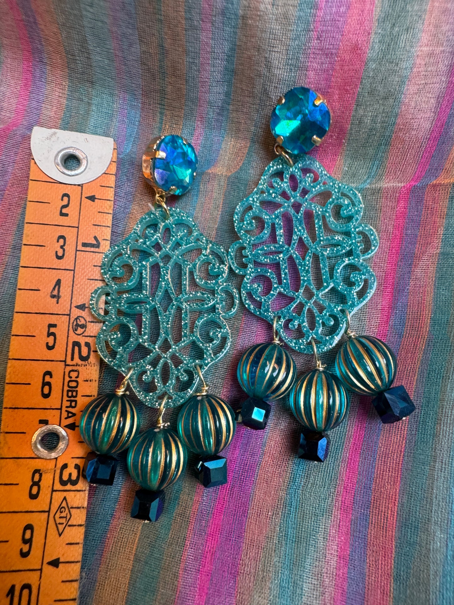 SHIMMERING AQUA RESIN CHANDELIERS