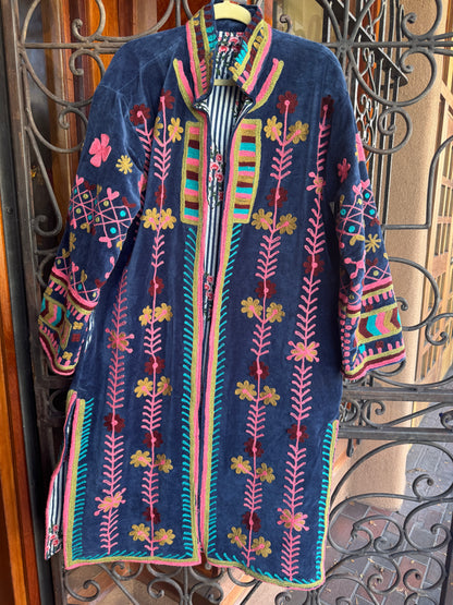 DAISY CHAIN COTTON VELVET COAT