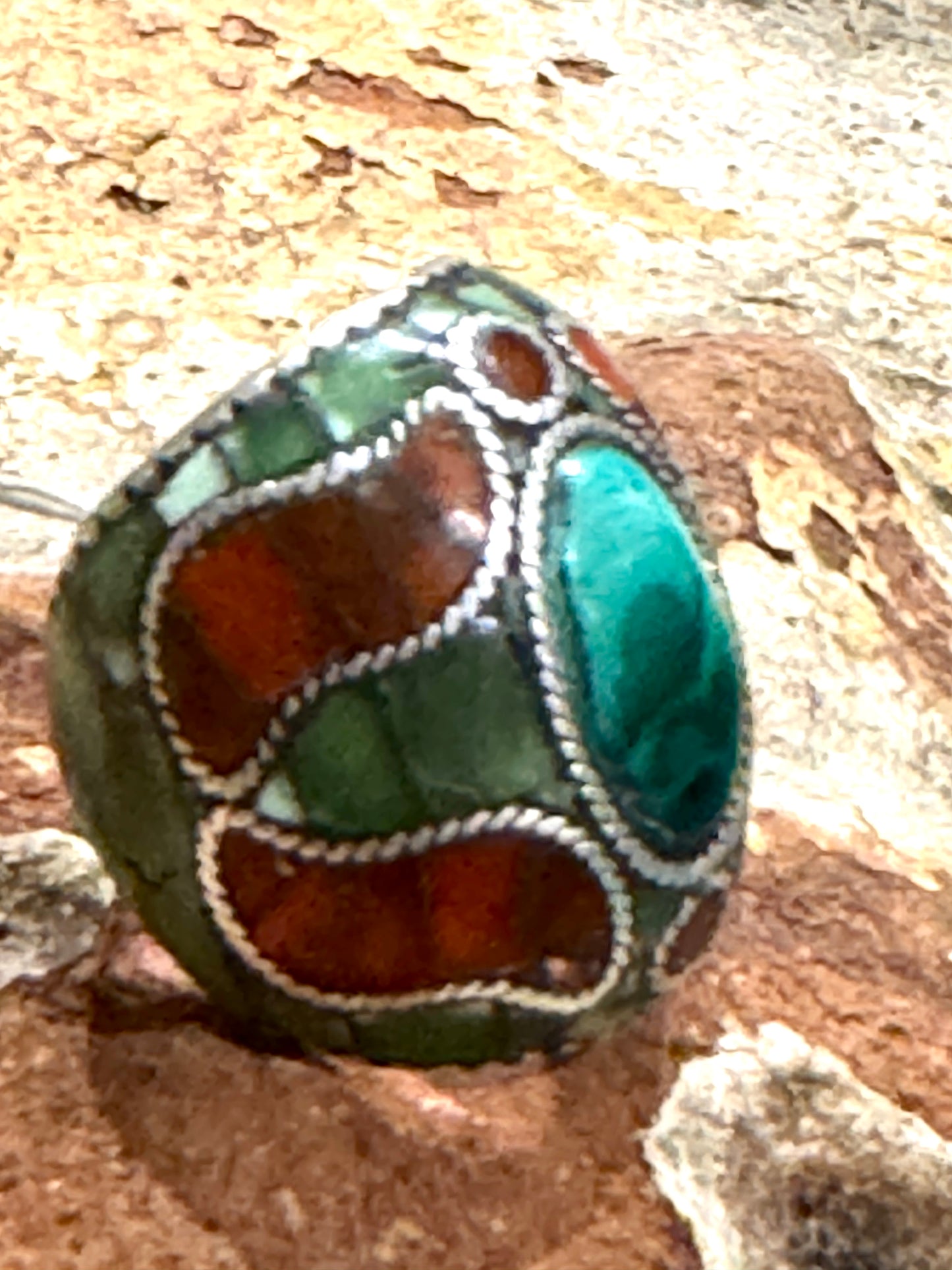 KASHMIRI MEGA MOSAIC STONE SILVER RINGS