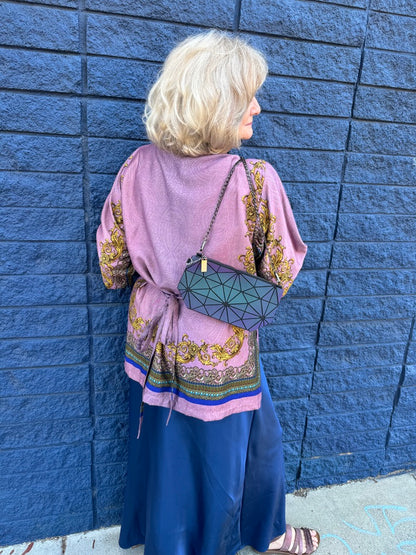 VIOLET REVERSIBLE DIGITAL PRINT KIMONO