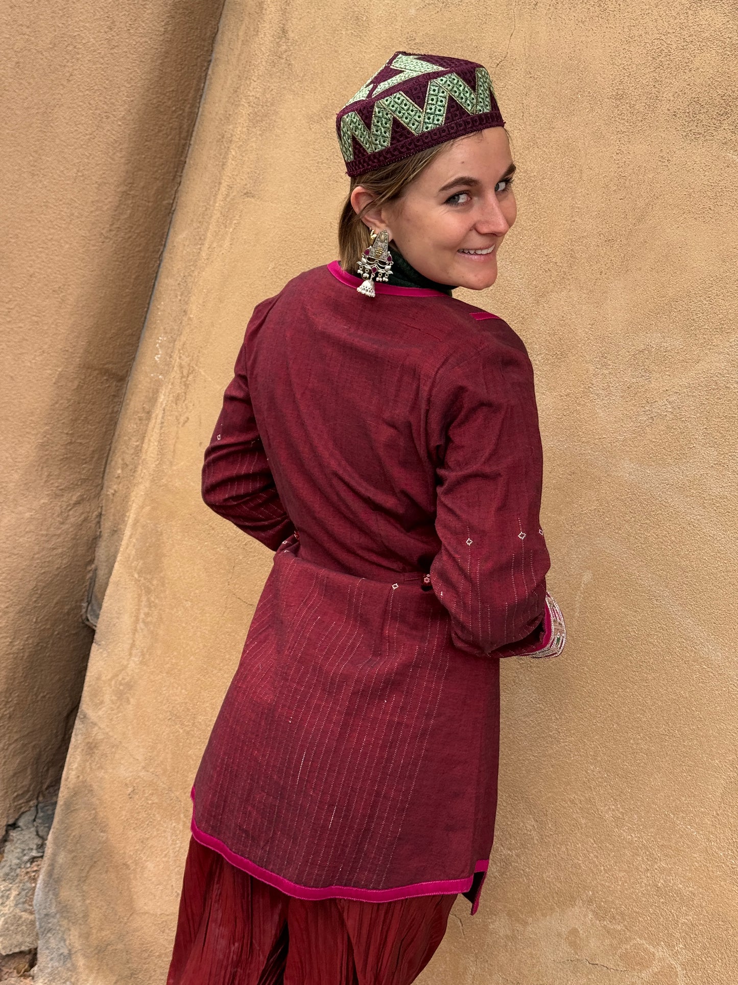 PLUM EMBROIDERED PANEL JACKET