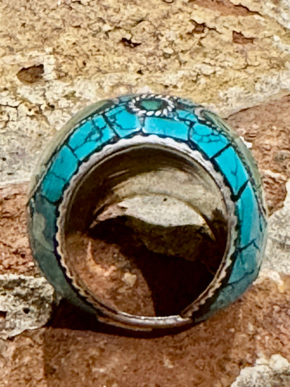 KASHMIRI MEGA MOSAIC STONE SILVER RINGS