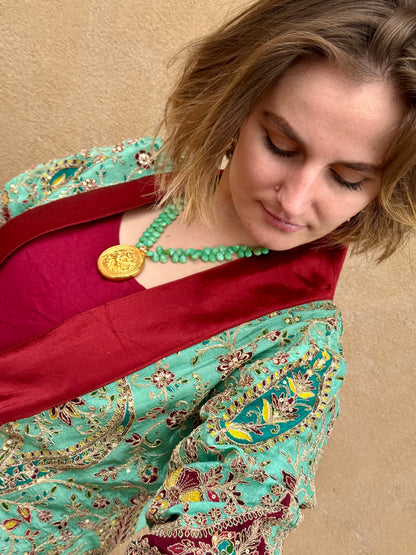 ROMANTIC GILDED AND EMBROIDERED SWING COAT